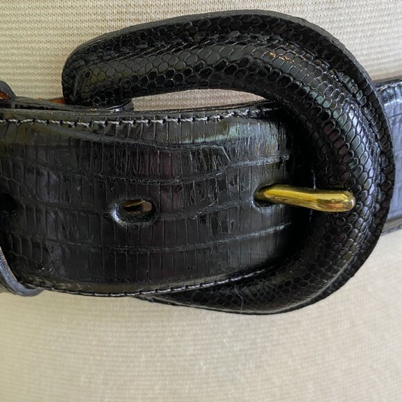 Ralph Lauren women's Genuine Lizard belt size 28 Black Italy preppy - Picture 2 of 7